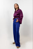 PURPLE SATIN PLAIN CLASSIC BLOUSE S24046