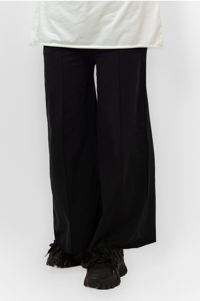 BLACK MILTON KNIT PANTS  WITH BELT  WIDE LEG S24151