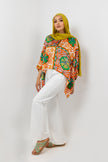 ORANGE SATIN PRINTED PONCHO S24051