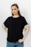 BLACK RIB SHORT SLEEVE T-SHIRT S24124