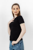 BLACK RIB SHORT SLEEVE T-SHIRT S24122