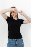 BLACK RIB SHORT SLEEVE T-SHIRT S24122