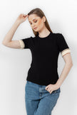 BLACK RIB SHORT SLEEVE T-SHIRT S24120