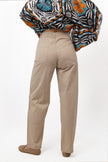 BEIGE GABARDINE CARROT PANTS S24108