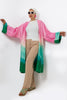 FUSHIA SATIN LONG PRINTED KIMONO TIED DAYING S24100