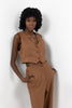 BROWN BARBIE TWILL SHORT VEST WITH 2 POCKETS S24067