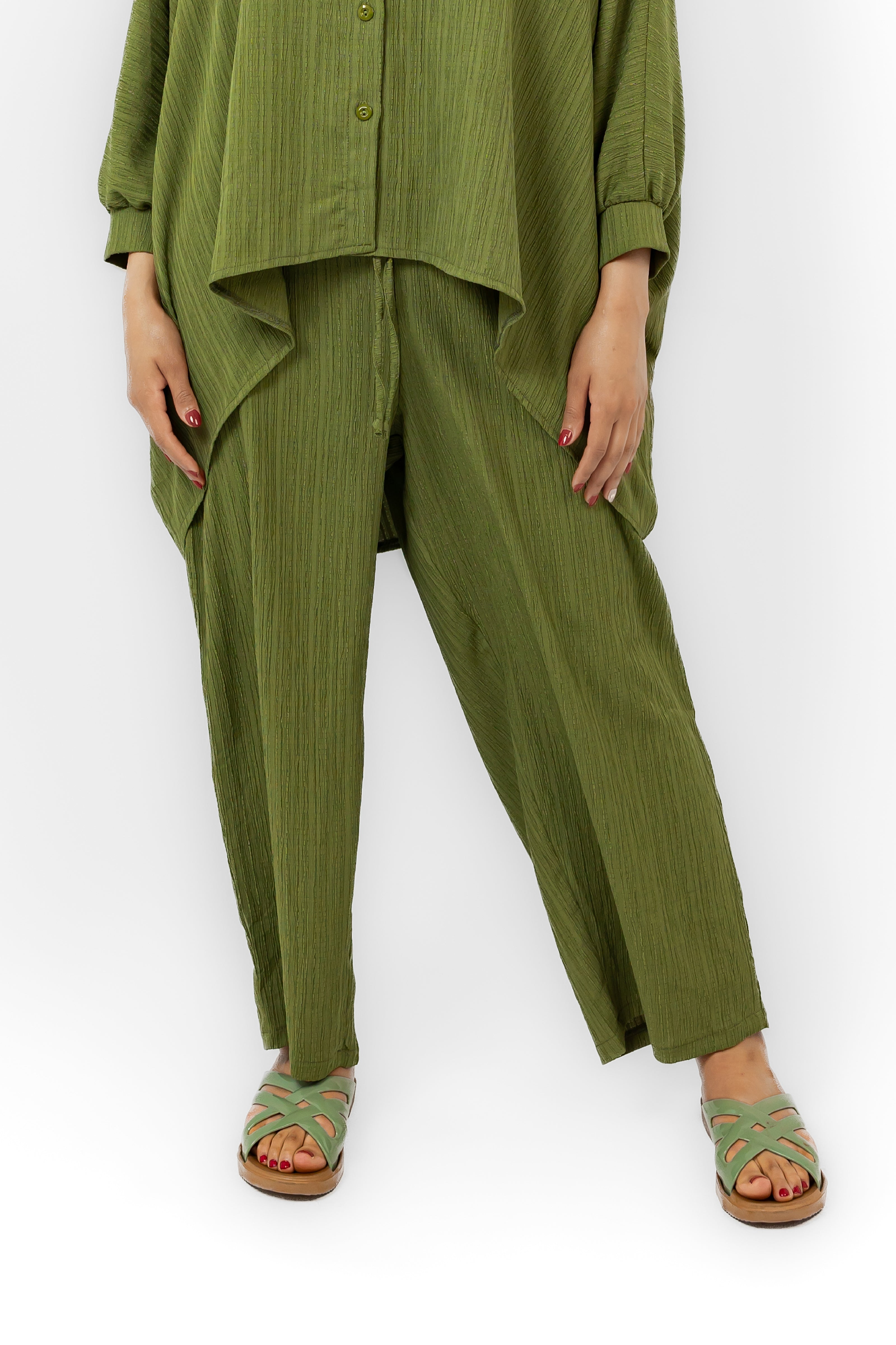 OLIVE CRASH ELASTIC WAIST PANTS S24053