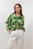 GREEN PRINTED SATIN BLOUSE S24018