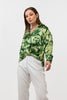 GREEN PRINTED SATIN BLOUSE S24018