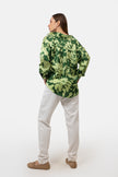 GREEN PRINTED SATIN BLOUSE S24018