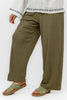 OLIVE REB KNIT ELASTIC WAIST PANTS WIDE LEG S24141