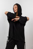 BLACK Linen SET HOODIE  TOP + WIDE LEG PANTS S24110