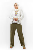 OLIVE REB KNIT ELASTIC WAIST PANTS WIDE LEG S24141