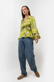 GREEN SATIN PRINTED BLOUSE S24071