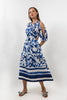 BLUE LINEN Flowery Off-shoulder Dress S24052