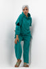 GREEN Turquoise Linen SET HOODIE  TOP + WIDE LEG PANTS S24110