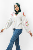 White Linen EMBROIDERED CHEST BLOUSE S24139