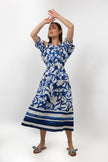 BLUE LINEN Flowery Off-shoulder Dress S24052