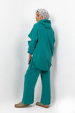 GREEN Turquoise Linen SET HOODIE  TOP + WIDE LEG PANTS S24110