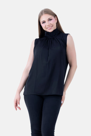 Black heavy chiffon blouse -s24164