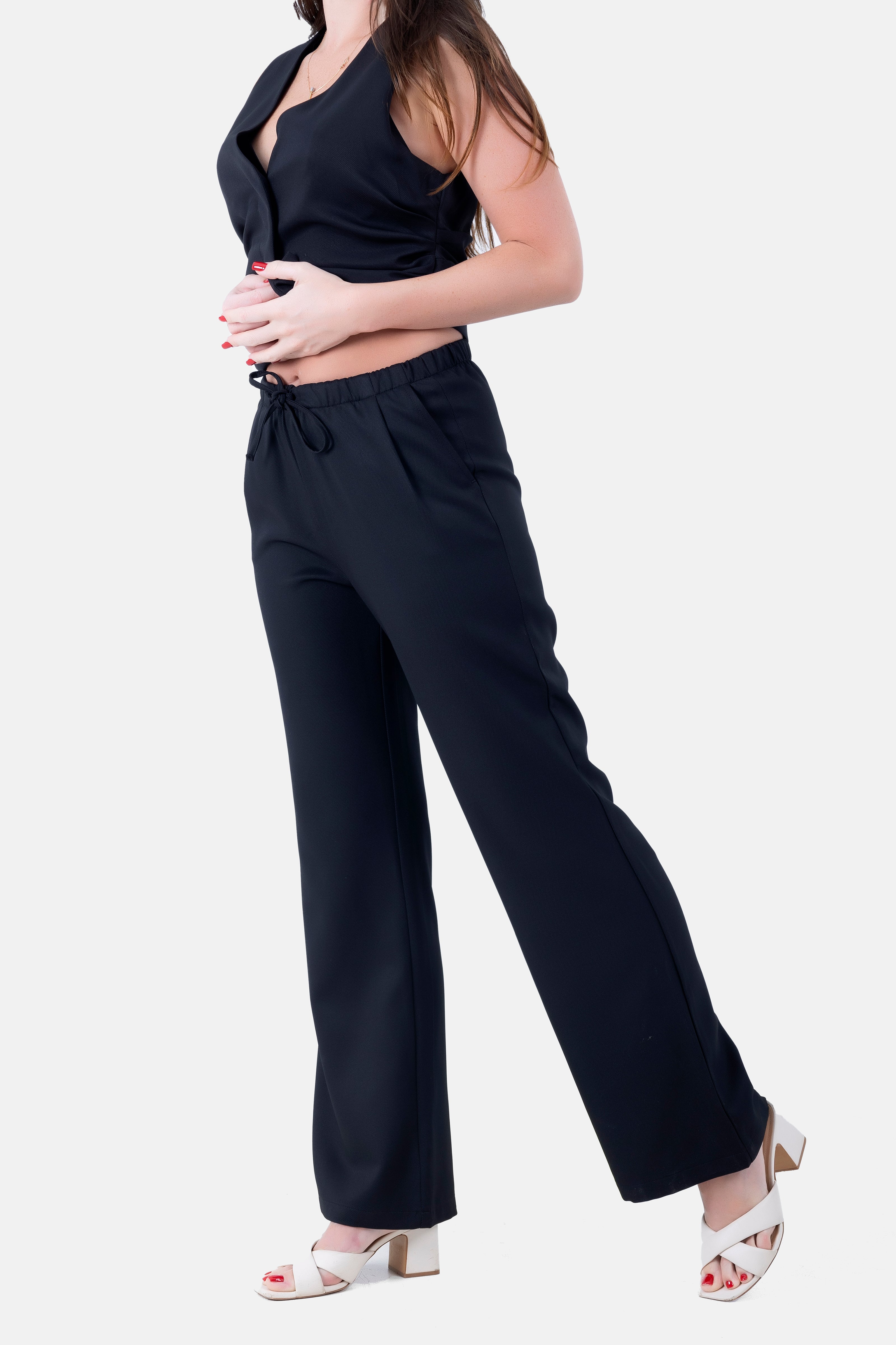 BLACK BARBIE TWILL ELASTIC WAIST PANTS S24045