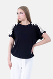 BLACK RIB SHORT SLEEVE T-SHIRT S24130