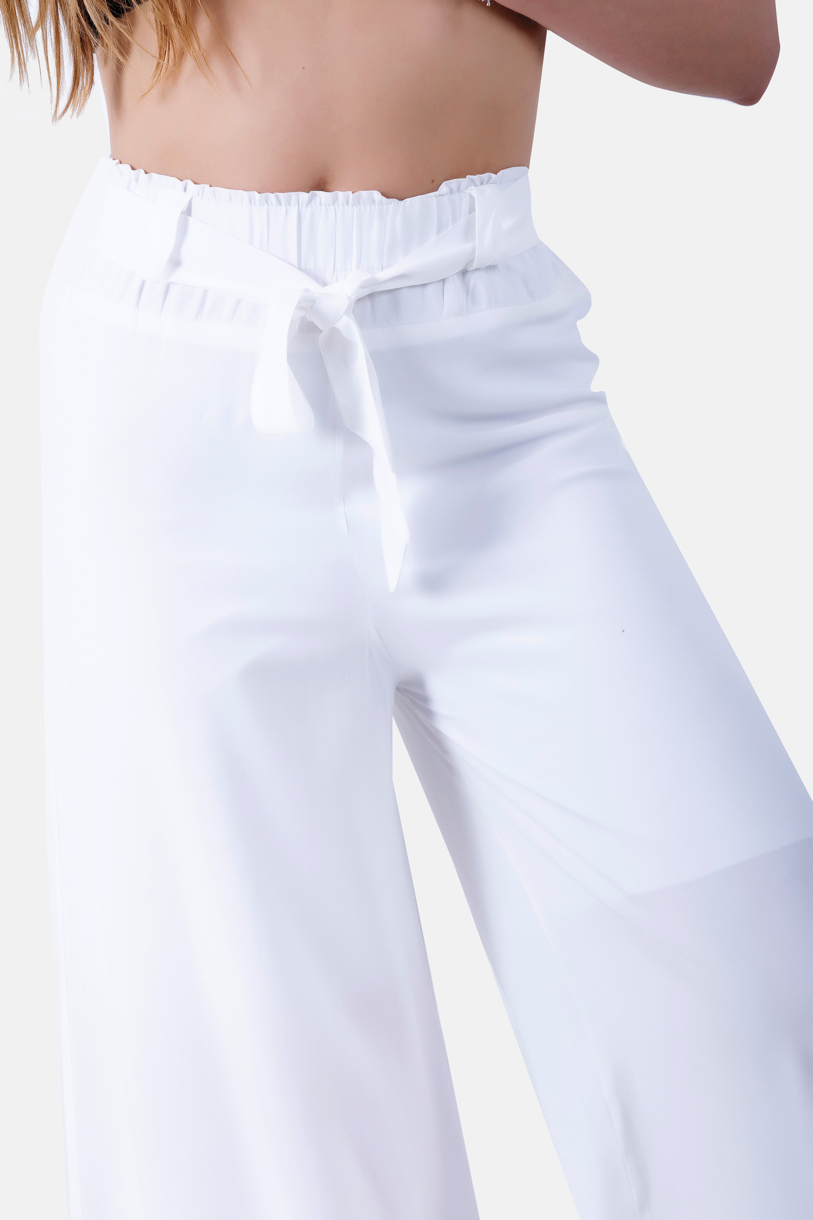 White YORU WIDE LEG PANTS S24084