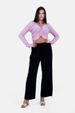 BLACK REB KNIT ELASTIC WAIST PANTS   WIDE LEG S24141