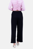 BLACK REB KNIT ELASTIC WAIST PANTS   WIDE LEG S24141