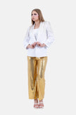 WHITE LONG JACKET WITH STRASS-S24184