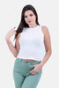 White REB SLEEVE LESS TOP S24140