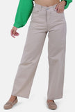 BEIGE WID LEG GABARDINE PANTS S24136