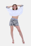 SILVER ELASTIC WAIST SHORT-S24203