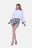 WHITE X SILVER HOODIE BLOUSE STRASS HOODIE & SLEEVES-S24197