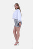 WHITE X SILVER HOODIE BLOUSE STRASS HOODIE & SLEEVES-S24197