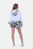 WHITE X SILVER HOODIE BLOUSE STRASS HOODIE & SLEEVES-S24197