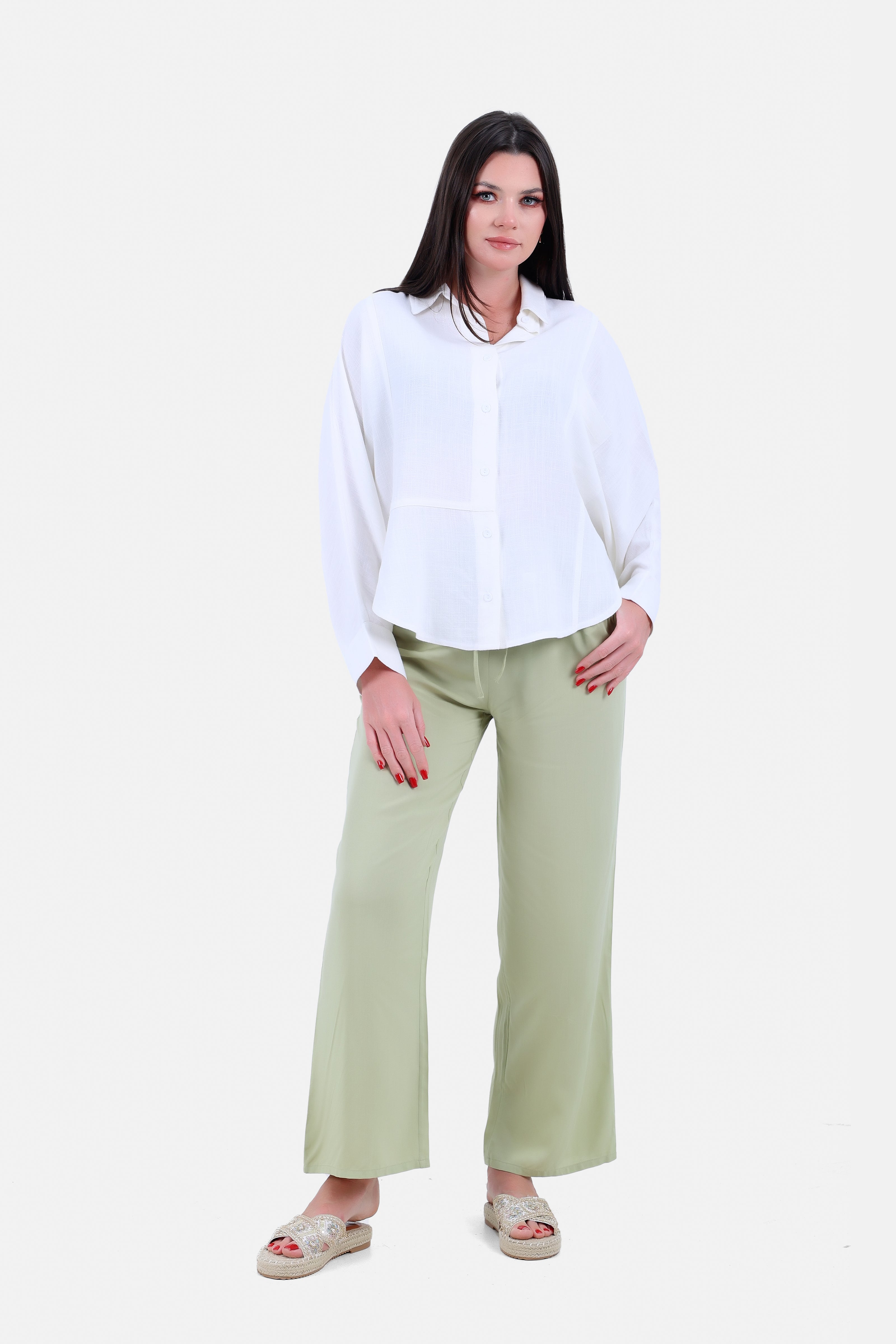 WHITE OVER SIZE Linen BLOUSE- S24193