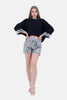 BLACK X SILVER HOODIE BLOUSE STRASS HOODIE & SLEEVES-S24197