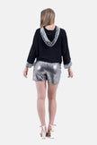 BLACK X SILVER HOODIE BLOUSE STRASS HOODIE & SLEEVES-S24197