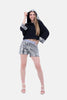 BLACK X SILVER HOODIE BLOUSE STRASS HOODIE & SLEEVES-S24197