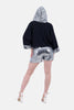 BLACK X SILVER HOODIE BLOUSE STRASS HOODIE & SLEEVES-S24197