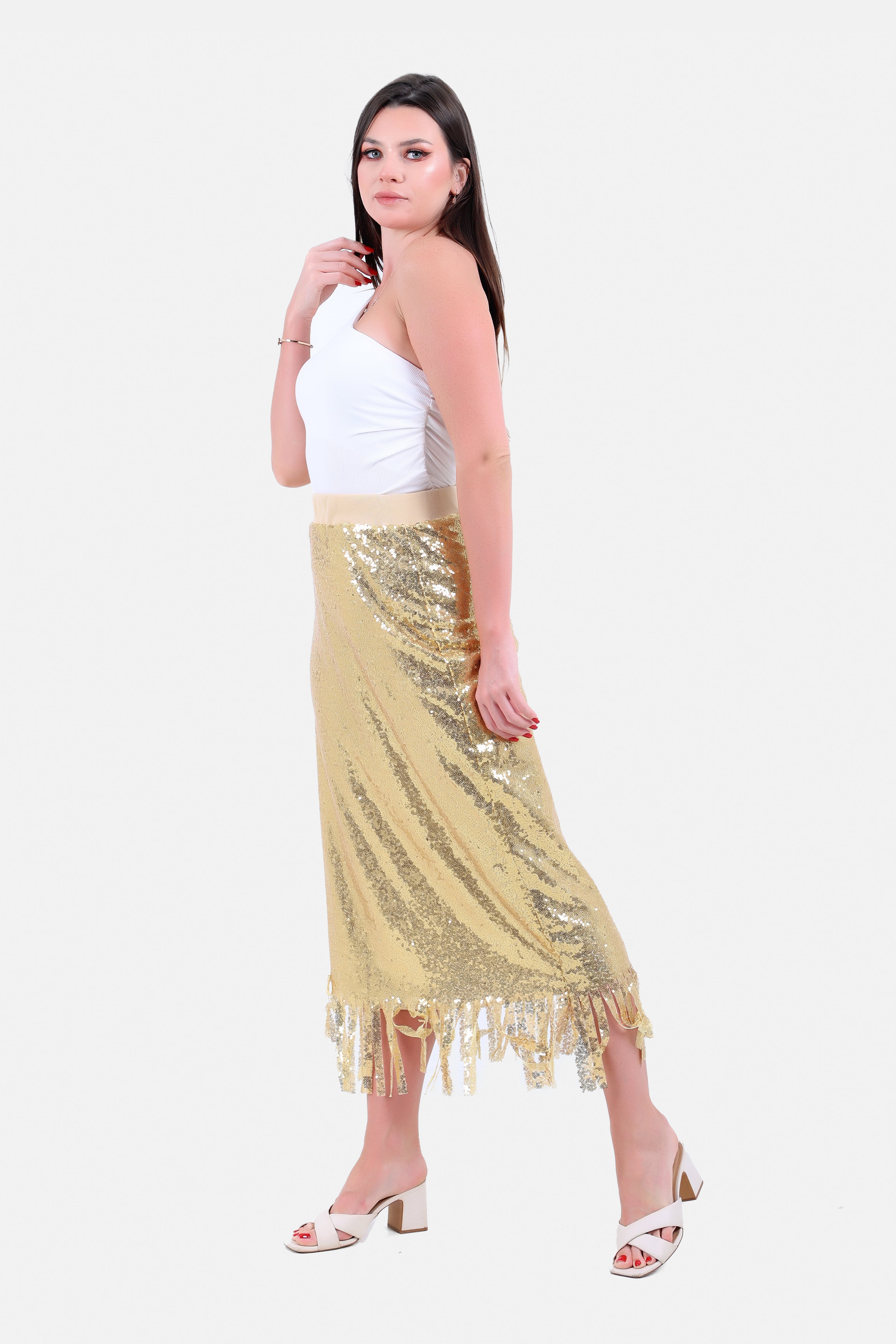 GOLD LONG SKIRT NORMAL FIT-S24208