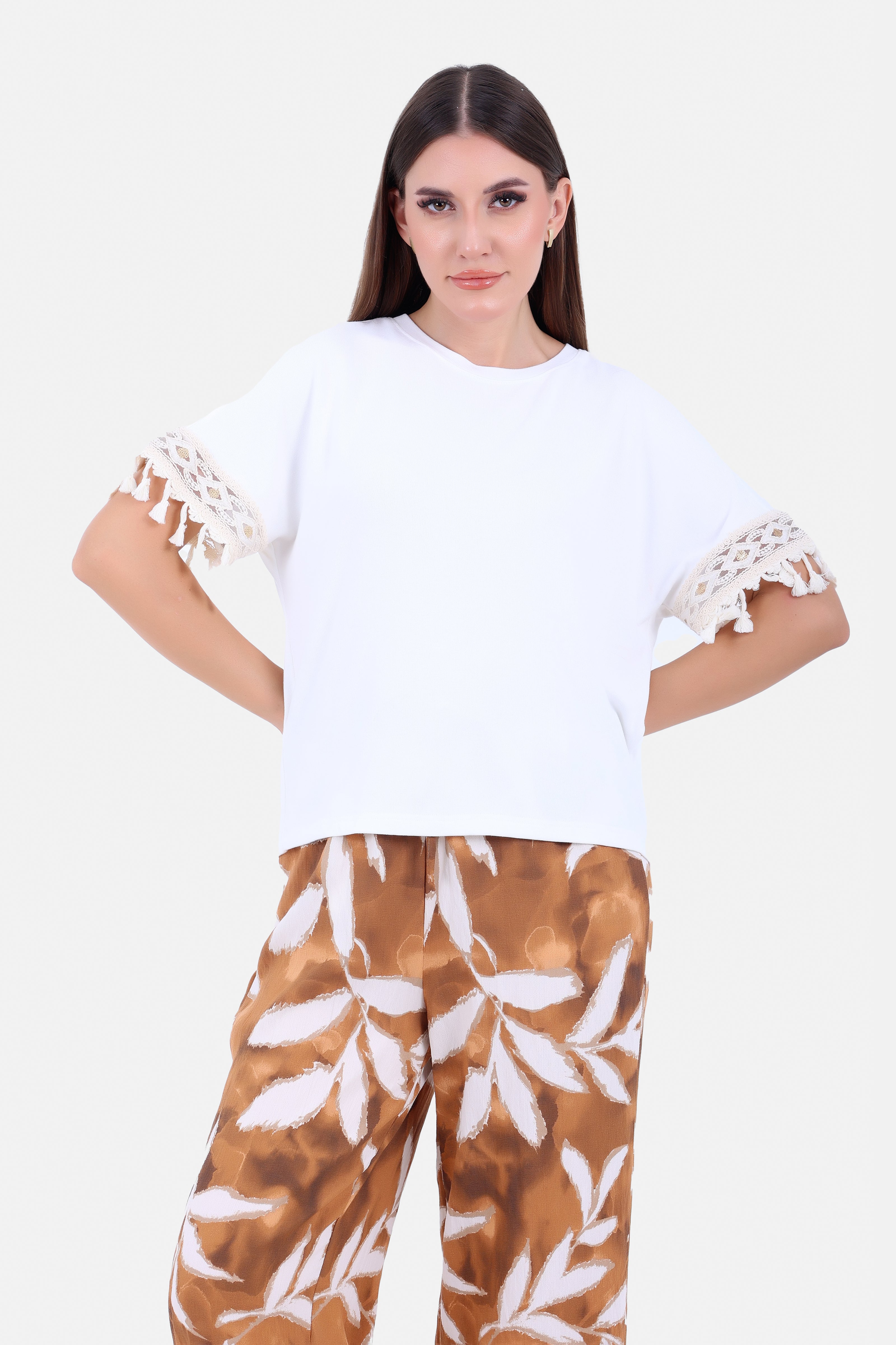 White RIB SHORT SLEEVE T-SHIRT S24123