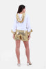 WHITE X GOLD HOODIE BLOUSE STRASS HOODIE & SLEEVES-S24197