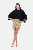 BLACK X GOLD HOODIE BLOUSE STRASS HOODIE & SLEEVES-S24197