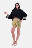 BLACK X GOLD HOODIE BLOUSE STRASS HOODIE & SLEEVES-S24197