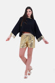 BLACK X GOLD HOODIE BLOUSE STRASS HOODIE & SLEEVES-S24197