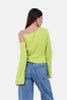 GREEN SATIN SHORT BLOUSE SHOULDER STRAP S24160