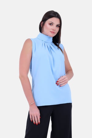 Blue heavy chiffon blouse -s24164