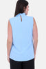 BLUE HEAVY CHIFFON BLOUSE 100% POLY SLEEVLESS -S24164